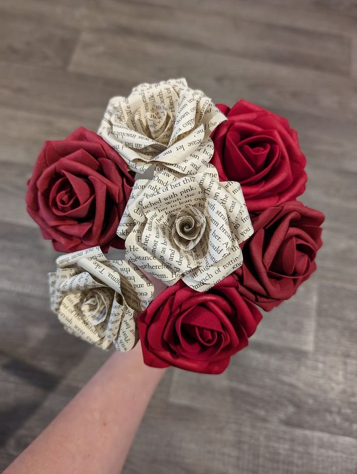 20+ DIY Valentine’s Day Gifts You Can Actually Pull Off wedding bouquet book page flowers mixed bouquet wedding flowers book paper flowers